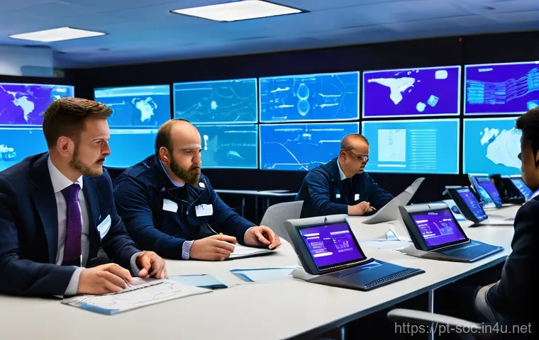 보안관제센터에서의 협업과 팀워크 - **Prompt:** A warm and collaborative mentorship scene in a modern cybersecurity office. An experienc...