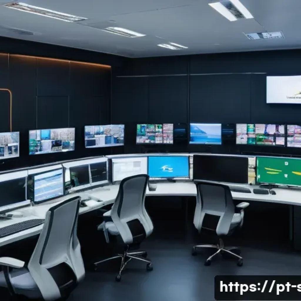보안관제센터 근무 스트레스 관리법 - A modern, well-lit monitoring control room in Brazil with diverse professionals attentively watching...