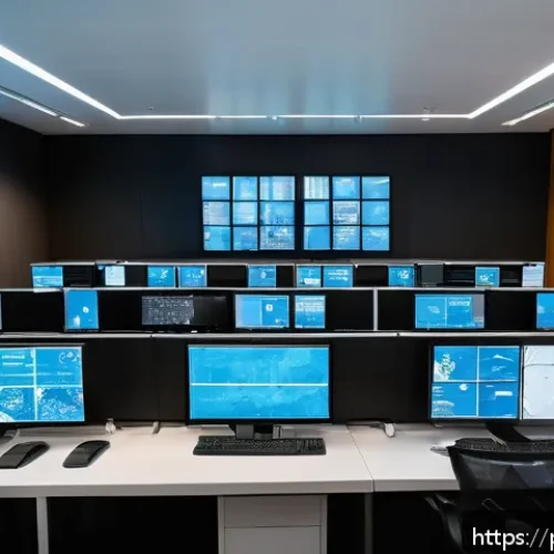Home 33 보안관제센터 보안 정책 설정 사례 - A modern corporate security operations center in São Paulo, Brazil, showcasing a diverse team of Bra...