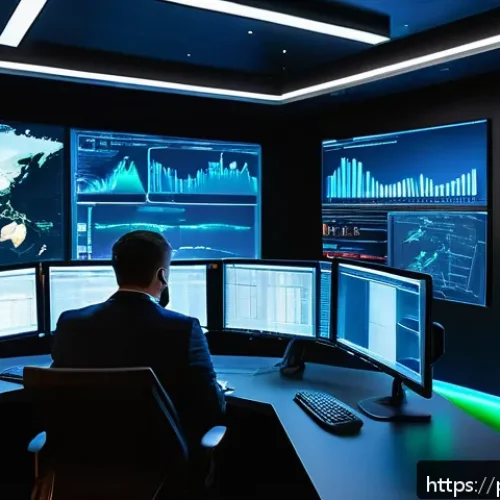 Home 17 보안관제 경력직 면접 질문 대비 - A modern cybersecurity operations center with diverse professionals working at multiple computer mon...